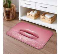 Tappetino da bagno decorativo con labbra glitterate, elegante tappeto da doccia color pesca scintillante, tappetino assorbente in memory foam per la decorazione del bagno, 40,6 x 61 cm