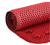 Tappetino da bagno deluxe antiscivolo, in morbida schiuma, per vasca da bagno, con fori di scarico, ventose, 91,4 x 43,2 cm, rosso