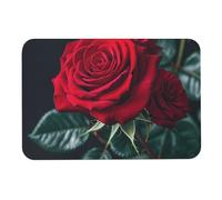 Tappetino da bagno Diatomom con sfondo nero rosa rossa assorbe umidità e sporco, zerbino con retro in gomma antiscivolo, adatto sotto la porta, per pavimento del bagno, vasca, doccia, lavandino
