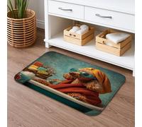 Tappetino da bagno divertente con barboncino spa, cane giocoso con occhiali da sole e asciugamano, carino stile vintage colorato, accogliente tappeto da bagno antiscivolo, decorazione invernale