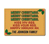 Tappetino da Bagno Doormat Merry Christmas Kiss My Ass Kiss His Ass Kiss Your Ass Happy Hannukah Tappeto Ingresso Resistente Tappeti Moderno Zerbini per Balcone Ufficio Bagno 40X60 CM