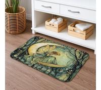 Tappetino da bagno estetico con fata, motivo foresta al chiaro di luna incantata, morbido, antiscivolo, in memory foam, lavabile, per bagno, decorazione per bagno, 50 x 81 cm