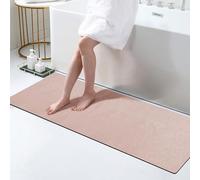 Tappetino da bagno extra lungo con farina fossile, ad asciugatura rapida, super assorbente, con supporto in gomma antiscivolo, colore rosa, 60 x 90 cm, ideale per arredamento e comfort del bagno