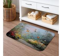 Tappetino da bagno floreale ad asciugatura rapida, con farfalle colorate e fiori, assorbente, antiscivolo, in flanella, lavabile, per bagno, decorativo, 50 x 81 cm