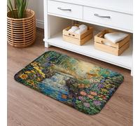 Tappetino da bagno floreale ad asciugatura rapida, con fiori vivaci e farfalle, assorbente, antiscivolo, in memory foam, lavabile, per bagno, decorativo, 50 x 81 cm