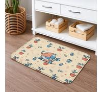 Tappetino da bagno floreale ad asciugatura rapida, motivo animale, assorbente, antiscivolo, tappetino da doccia in flanella decorativa primaverile, lavabile, per bagno, WC, 50 x 81 cm