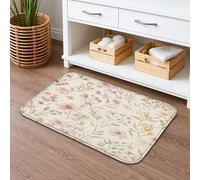 Tappetino da bagno floreale ad asciugatura rapida, vintage, con fiori di pesco e piante, assorbente, antiscivolo, in flanella, lavabile, per bagno, WC, decorativo, 40,6 x 61 cm