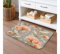 Tappetino da bagno floreale ad asciugatura rapida, vintage, elegante, assorbente, antiscivolo, in flanella, lavabile, per bagno, WC, 40,6 x 61 cm