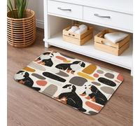 Tappetino da bagno geometrico con cane artistico, elegante design bianco e nero, divertente regalo per gli amanti degli animali per tutte le stagioni, tappetino da doccia assorbente antiscivolo