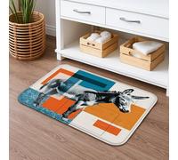 Tappetino da bagno geometrico vintage asino ad asciugatura rapida, tappetino da doccia antiscivolo colorato astratto moderno in memory foam lavabile per bagno WC decorativo 50 x 81 cm