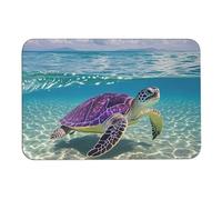 Tappetino da bagno Hawaii con tartaruga marina viola, assorbe umidità e sporco, con retro in gomma antiscivolo, adatto sotto la porta, per pavimento del bagno, vasca, doccia, lavandino