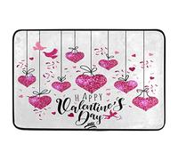 Tappetino da Bagno Hearts Glitter Miss You Be Mine Tappeto Ingresso Decorativa Zerbino da Interni Antiscivolo Zerbini per Ufficio Terrazzo Giardino 40X60 CM