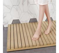 Tappetino da Bagno in Bambù Antiscivolo,Tappetino da Bagno in Legno Naturale Robusto,Pedana per Doccia Impermeabile con Design a Doghe,con Piedini,per Vasca Spa Sauna Ingresso (70x110cm/28x43in)