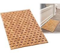 Tappetino da bagno in bambù per bagno, 61 x 40 x 1 cm, pieghevole, in legno, per sauna, spa, vasca da bagno, accessori per pavimento