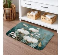 Tappetino da bagno in cotone con fiori ad asciugatura rapida, elegante blu floreale, assorbente, antiscivolo, tappetino da doccia in flanella primaverile, lavabile, per bagno, WC, decorativo, 40,6 x