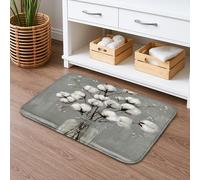 Tappetino da bagno in cotone con fiori ad asciugatura rapida, tappetino da bagno rustico bianco assorbente antiscivolo antiscivolo tappetino da bagno in memory foam lavabile 40,6 x 61 cm