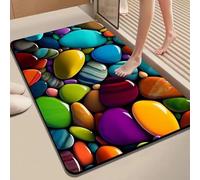 Tappetino da bagno in diatomite con topografia tridimensionale di ciottoli per doccia, vasca da bagno e applicazioni a pavimento, funzione assorbente antiscivolo (40 x 60 cm 2)