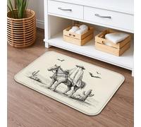 Tappetino da bagno in flanella lavabile, motivo fantasma occidentale vintage, ad asciugatura rapida, motivo cowboy e cactus, 40,6 x 61 cm
