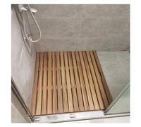 Tappetino da Bagno in Legno, Grande Tappetino da Doccia Quadrato Antiscivolo in Legno di Teak 26x26 Pollici - Tappetino da Bagno in Ardesia Resistente per Bagno, Uso Interno/Esterno, resiste