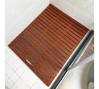 tappetino da bagno in legno, Tappetino da bagno in legno con manico, noce rosso, diverse misure(140x65cm/55x26in)