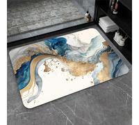 Tappetino da bagno in marmo blu e oro, assorbente, antiscivolo e ad | Resistente alle macchie e facile da pulire, questo tappetino da bagno con motivo effetto marmo naturale offre un'affidabile