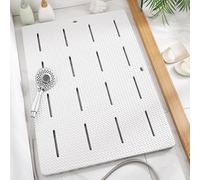Tappetino da bagno in memory foam, antiscivolo, per il drenaggio del bagno, con fori, morbido e lavabile, in EVA, per interni, bianco, 85 x 60 cm