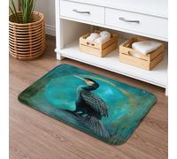 Tappetino da bagno in memory foam con cormorano costiero, design artistico con uccellini acquatici, assorbente, antiscivolo, tappetino decorativo per il bagno per tutto l'anno, 50 x 81 cm