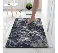 Tappetino da bagno in microfibra antiscivolo, super assorbente, lavabile in lavatrice, design marmo nero, per vasca doccia e uso domestico