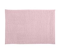 MSV - Tappetino da bagno in microfibra di ciniglia - Pelo lungo, antiscivolo - Comodo anello per appenderlo - Comfort e igiene ottimizzati - Rosa pastello - Tappetino singolo - 40x60 cm