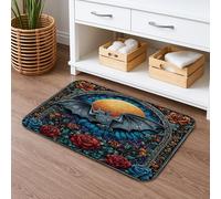 Tappetino da bagno in stile gotico con pipistrello, ad asciugatura rapida, motivo pipistrello nero, assorbente, antiscivolo, tappetino da bagno medievale, lavabile, per Halloween, decorazione per il