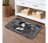 Tappetino da bagno in stile gotico floreale ad asciugatura rapida, design vintage nero e bianco, assorbente, antiscivolo, in memory foam, lavabile, per bagno, decorativo, 50 x 81 cm