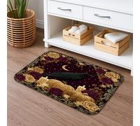 Tappetino da bagno in stile gotico vintage, ad asciugatura rapida, con corvo nero con zucche floreali, antiscivolo, tappetino da doccia lavabile, per Halloween, decorazione per il bagno, 50 x 81 cm