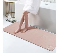 Tappetino da bagno in terra di diatomee rosa fard, 40 x 120 cm, extra lungo, ad asciugatura rapida, super assorbente, con retro in gomma, tappetino da bagno per bagno, vasca, doccia, lavandino