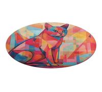Tappetino da bagno in velluto di corallo assorbente con gatto arte moderna metà secolo, tappetino antiscivolo per interni ed esterni, tappetino rotondo di benvenuto lavabile per zerbini d'ingresso