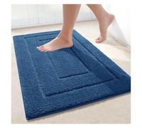 Tappetino da bagno in velluto, per interni, antiscivolo, con doppio telaio, resistente allo sporco, assorbe lo sporco, per vasca da bagno e doccia (blu scuro, 51 x 150 cm)