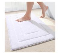 Tappetino da bagno in velluto, per interni, antiscivolo, con doppio telaio, resistente allo sporco, per vasca da bagno e doccia, tappetino in pelliccia (bianco, 61 x 150 cm)