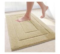 Tappetino da bagno in velluto, per interni, antiscivolo, con doppio telaio, resistente allo sporco, per vasca da bagno e doccia, tappetini in pelliccia (beige, 61 x 92 cm)