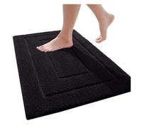 Tappetino da bagno in velluto, tappetino per interni, antiscivolo, con doppio telaio, resistente allo sporco, assorbe lo sporco, tappetino per vasca da bagno e doccia in pelliccia (nero, 61 x 112 cm)