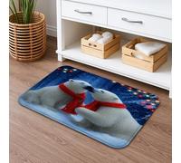 Tappetino da bagno invernale con orsi polari, ad asciugatura rapida, con simpatici animali innevati, assorbente, antiscivolo, in flanella, lavabile, per bagno, WC, decorativo, 40,6 x 61 cm