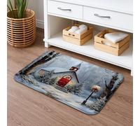 Tappetino da bagno invernale con scena di cottage ad asciugatura rapida, tappetino da doccia antiscivolo e assorbente, decorativo, in flanella, lavabile, per il bagno, 50 x 81 cm