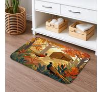 Tappetino da bagno ispirato alla natura autunnale, design rustico con fagiano, assorbente, antiscivolo, in flanella, lavabile, per la decorazione della casa, 40,6 x 61 cm