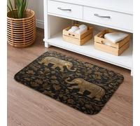 Tappetino da bagno ispirato all'eleganza con elefante dorato, design floreale, lussuoso tappeto antiscivolo per la decorazione del bagno, tappetino assorbente in memory foam, lavabile, 50 x 81 cm