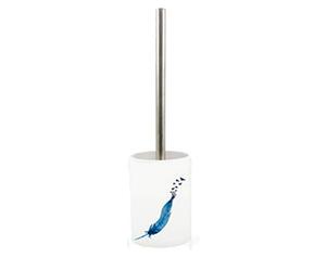 Tappetino da bagno MSV e supporto in piuma Blu, Bianco, Ø9,5 / Altezza totale 37