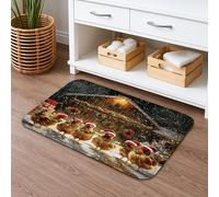 Tappetino da bagno natalizio a forma di casa di pan di zenzero ad asciugatura rapida, tappetino da doccia antiscivolo con cottage innevato, tappetino da bagno decorativo in flanella lavabile, 50 x 81