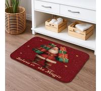 Tappetino da bagno natalizio con Babbo Natale, tappeto natalizio rosso, antiscivolo, assorbente, in flanella, lavabile, decorazione per il bagno, 40,6 x 61 cm