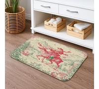 Tappetino da bagno natalizio rustico ad asciugatura rapida, vintage cervo rosso, assorbente, antiscivolo, tappetino da doccia in flanella lavabile, tappeto da bagno decorativo per il bagno, 40,6 x 61