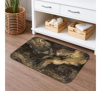 Tappetino da bagno nero e oro astratto ad asciugatura rapida, design moderno in marmo antiscivolo, lavabile, tappeto da bagno per bagno, WC, decorativo, 40,6 x 61 cm