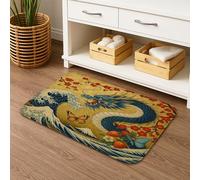 Tappetino da bagno orientale ad asciugatura rapida, con drago vintage e onde orientali, assorbente, antiscivolo, decorativo, in memory foam, lavabile, per bagno, WC, 40,6 x 182,8 cm