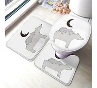 Tappetino da bagno orso Set di 3 pezzi Figlio sulla schiena della mamma Orsi grigi Happy Mother's Day Night Moon Tappetino da bagno Tappeto grande Coprisedile copriwater Tappetino antiscivolo Ta