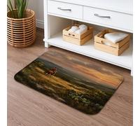 Tappetino da bagno panoramico di ispirazione occidentale, con paesaggio rustico di montagna, assorbente, antiscivolo, in memory foam, lavabile, per bagno, WC, decorativo, 50 x 81 cm